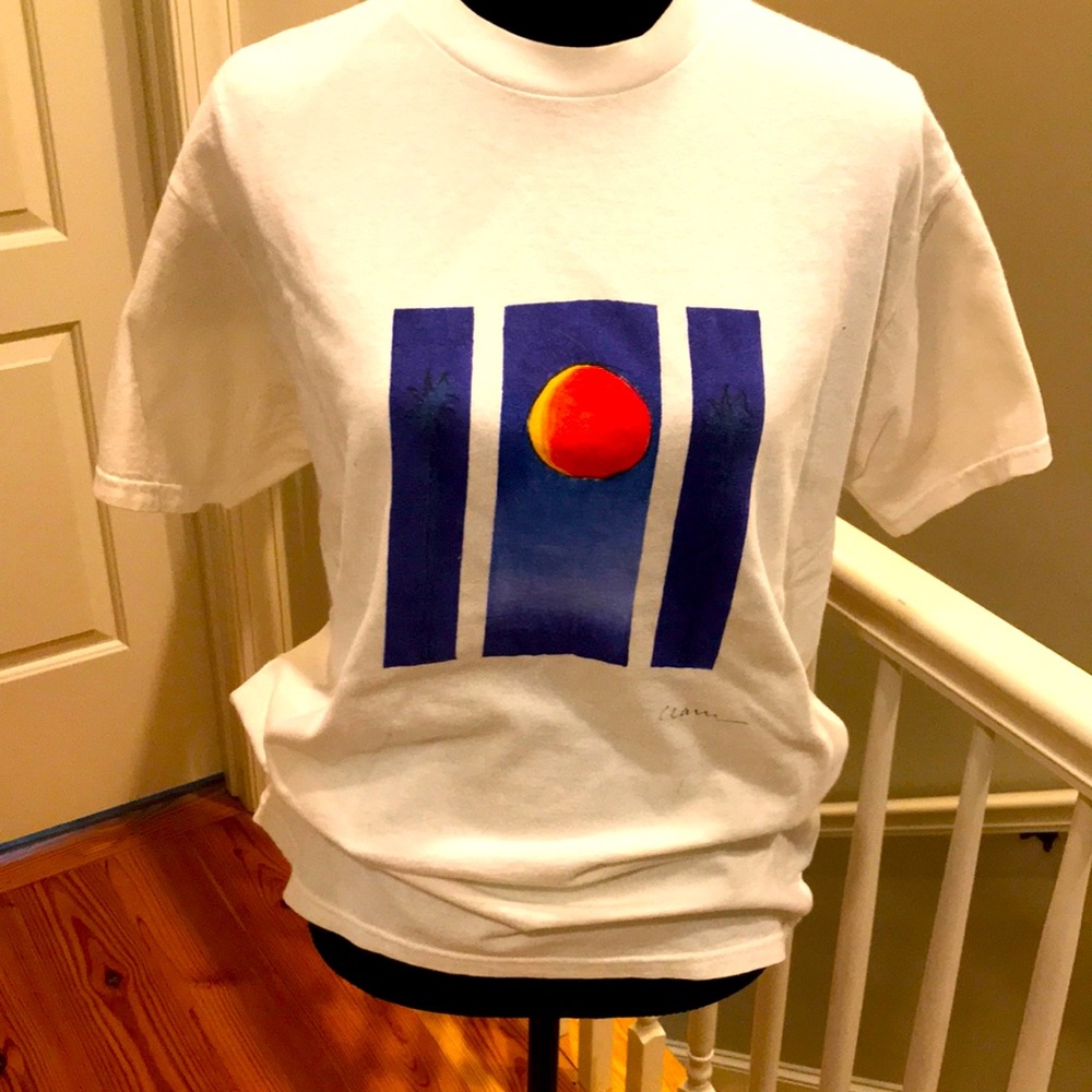 Key West hand painted t-shirt. Sunset/rise & Palms